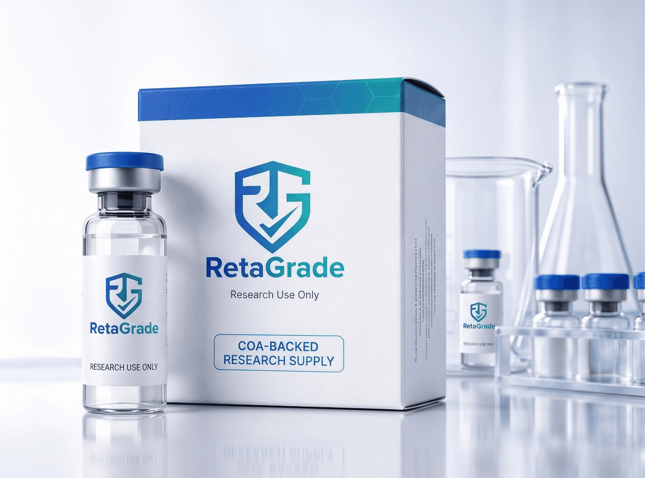 RetaGrade research product display with vial and carton